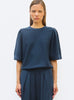 Top de luxe femme - Top maille manches froncées Blueberry