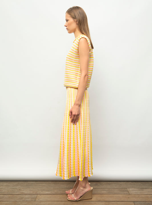 fluid skirt in an origami knit 