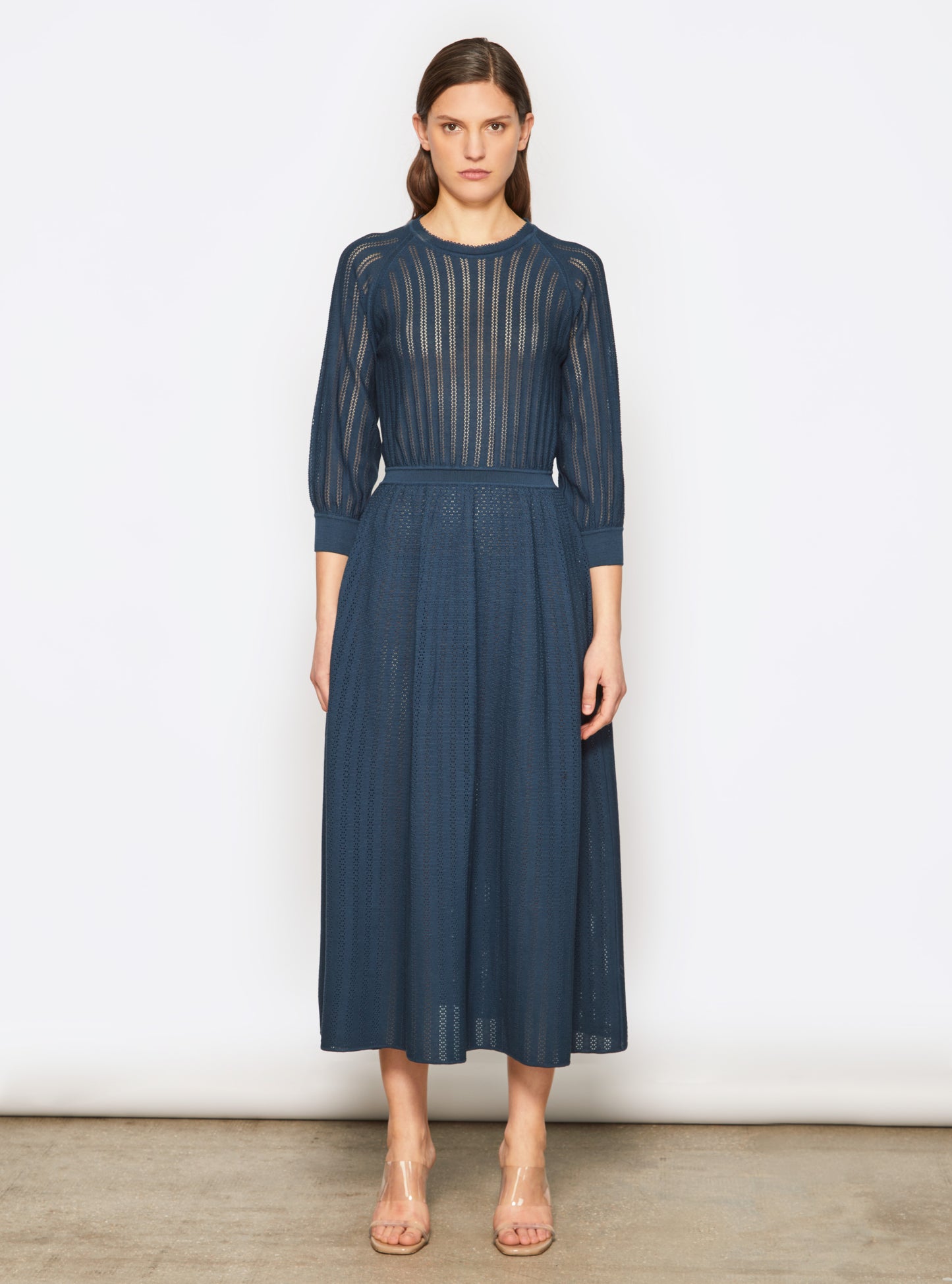 Robe légère maille pointelle Blueberry - Vêtement en maille de luxe Molli