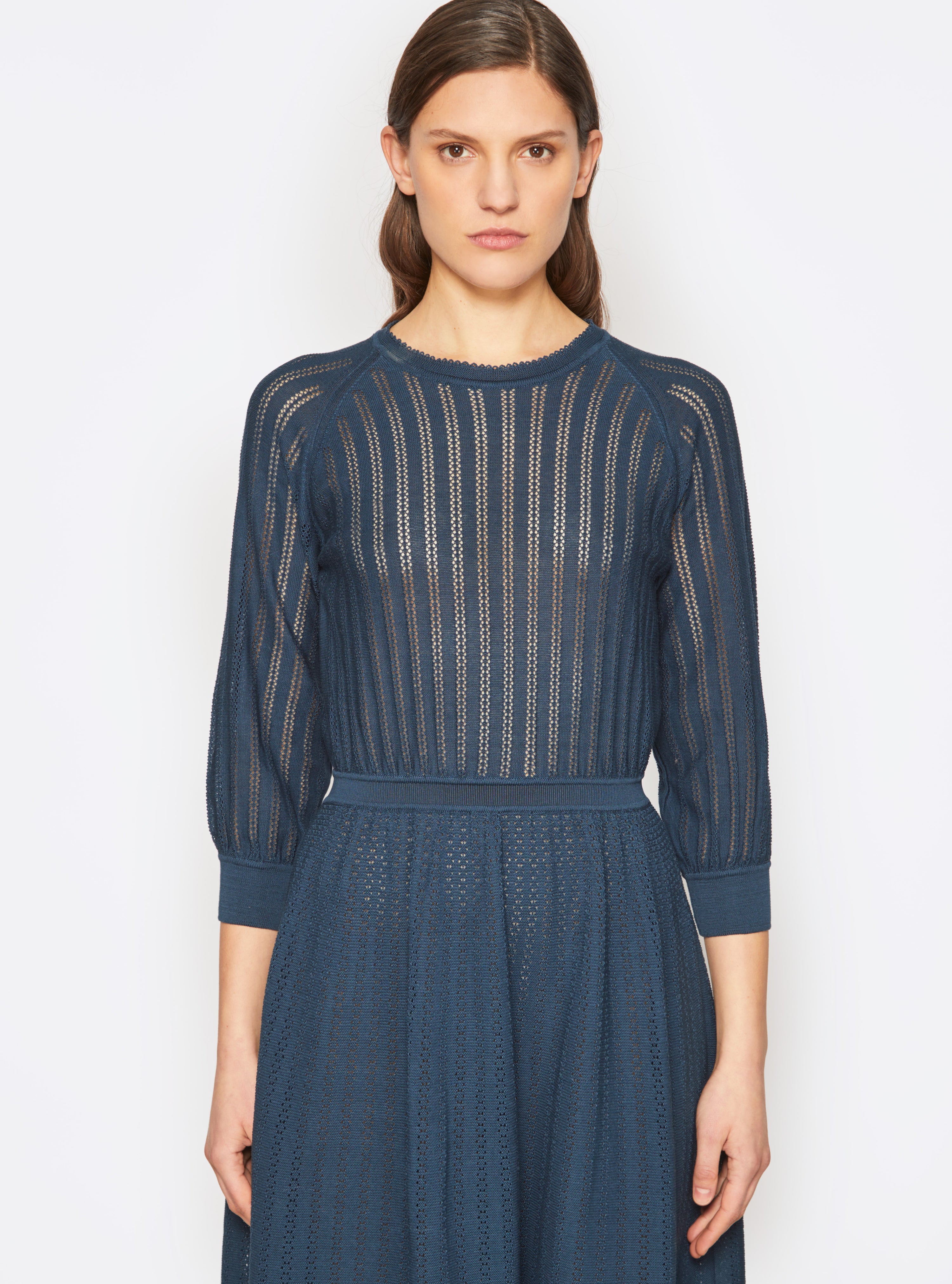 Robe en maille de luxe Molli - Robe légère maille pointelle Blueberry