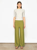 Pantalon de luxe femme - Pantalon taille haute maille jersey Olive