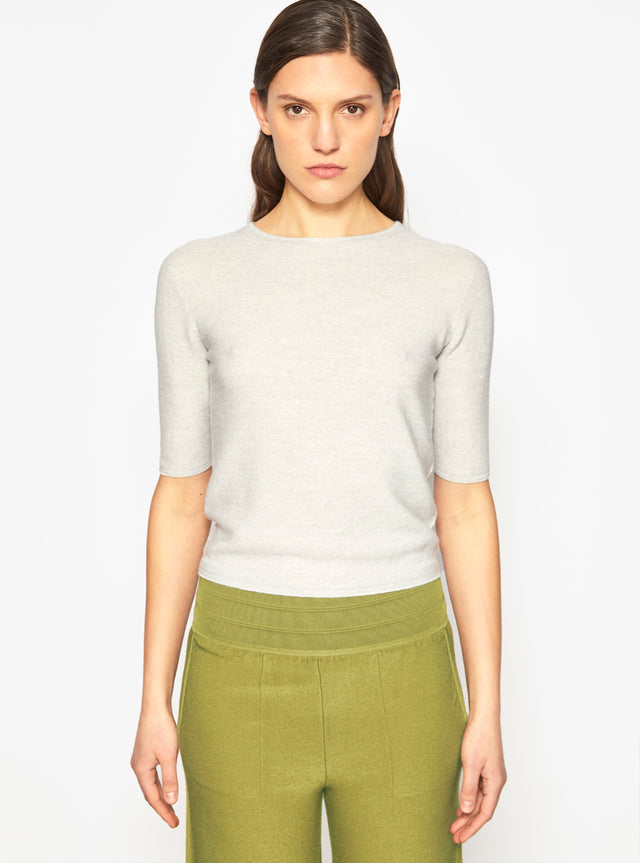 top fin maille manches coudes - Image principale