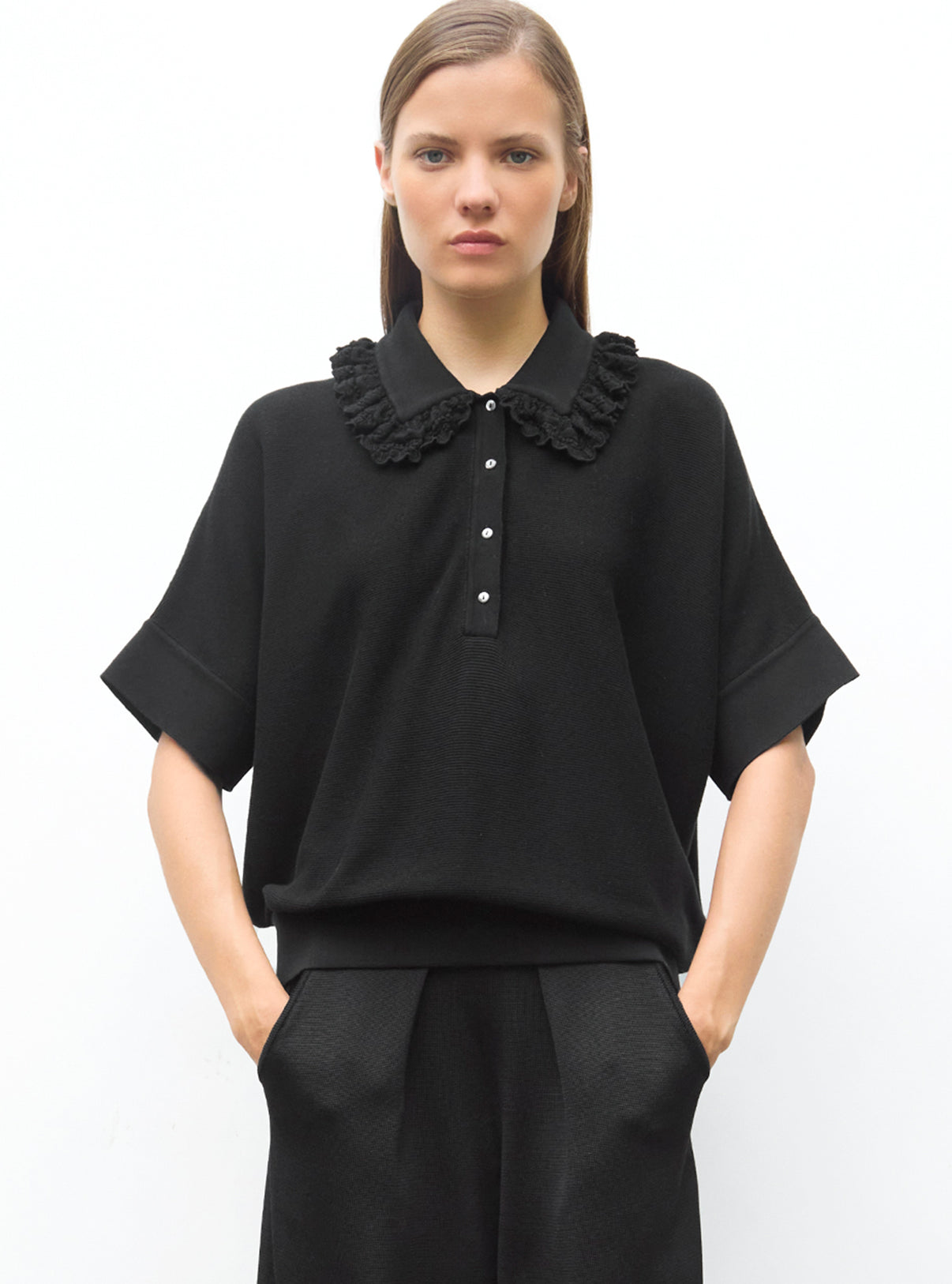 Tops, blouses de luxe femme - Top ample en maille à col