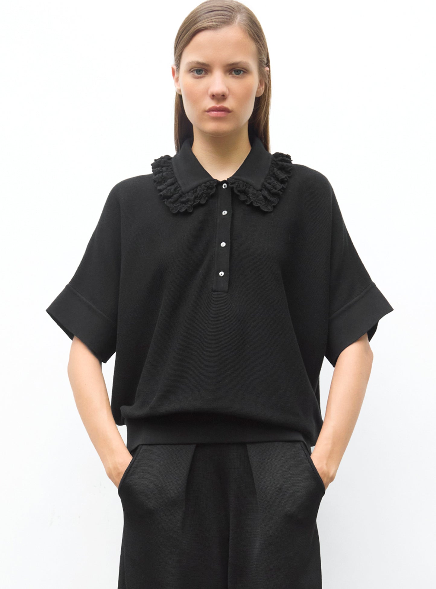 Tops, blouses de luxe femme - Top ample en maille à col