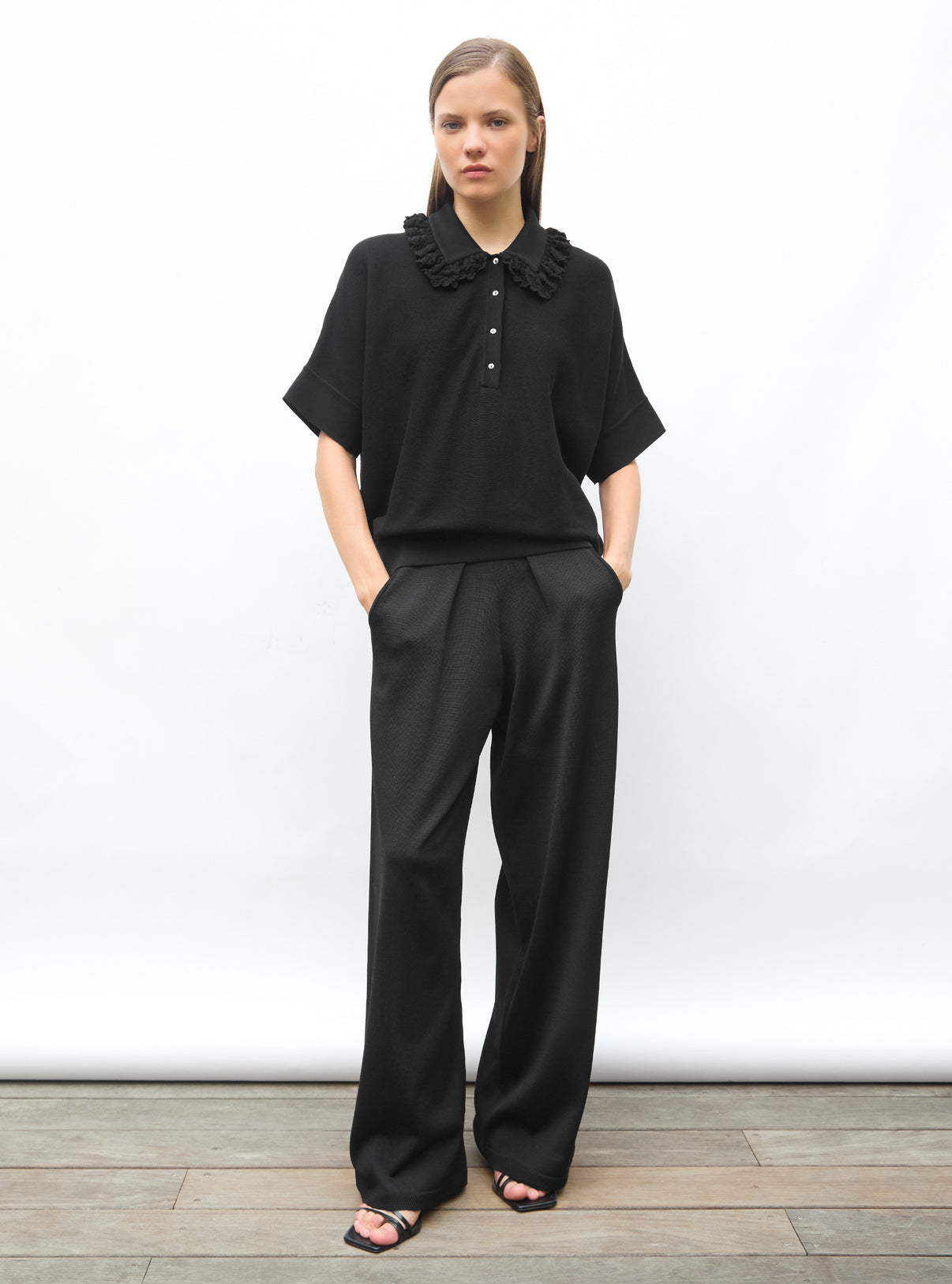 Top ample en maille à col - Vêtement de luxe femme