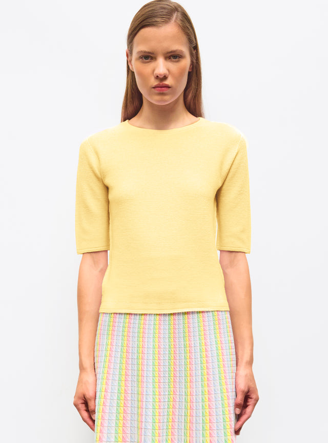 top fin maille manches coudes - Image principale