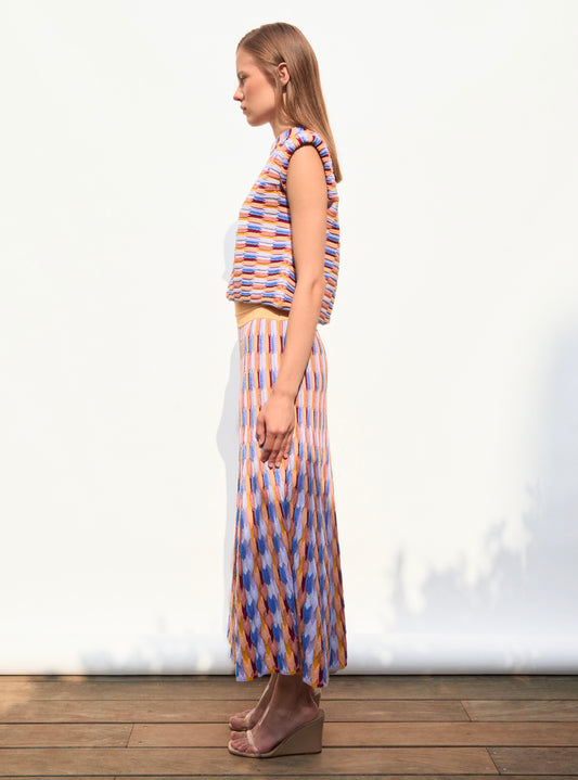 multicolored zellige knit skirt