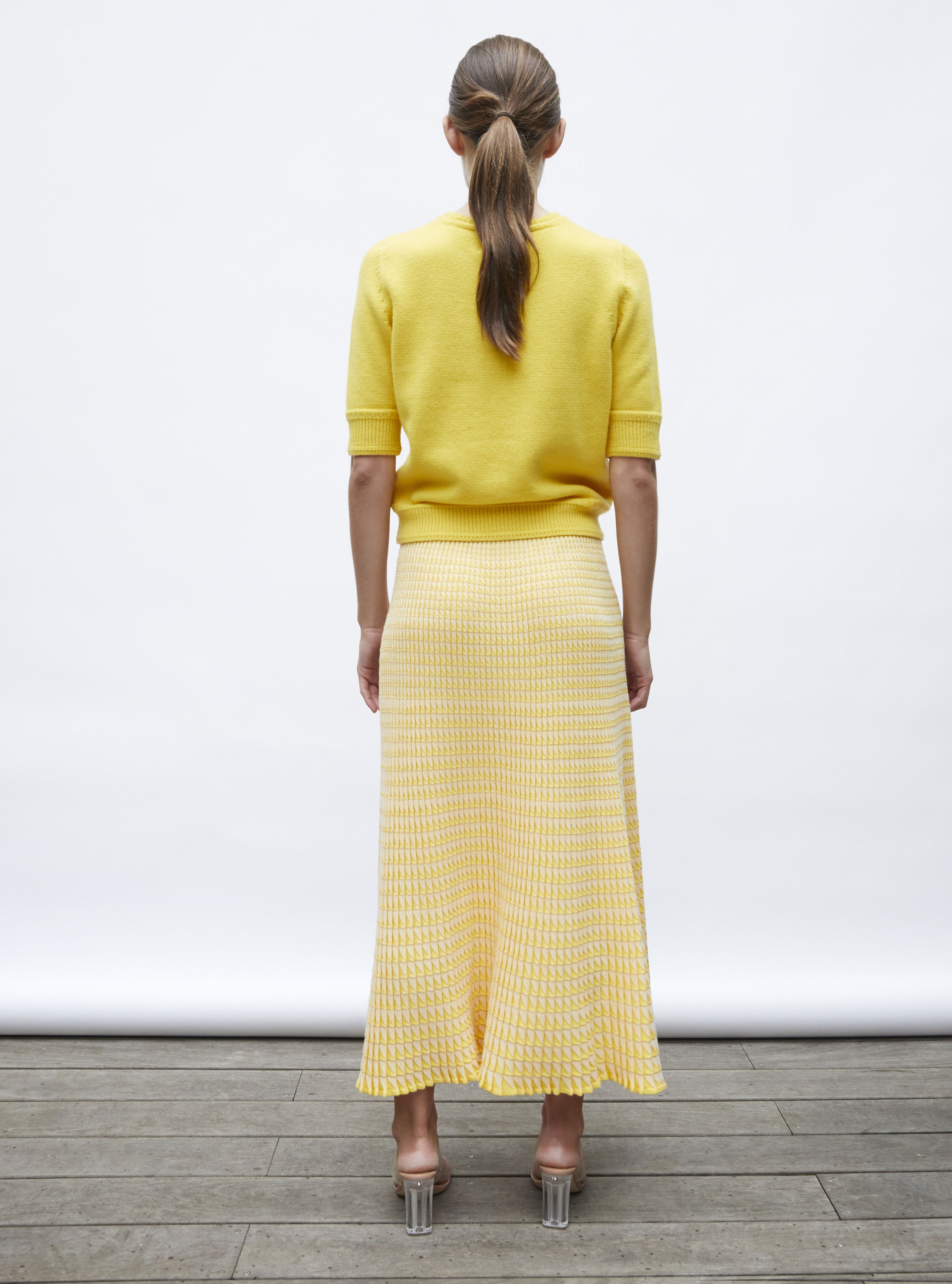 Top maille manches coudes soleil - Vêtement de luxe femme