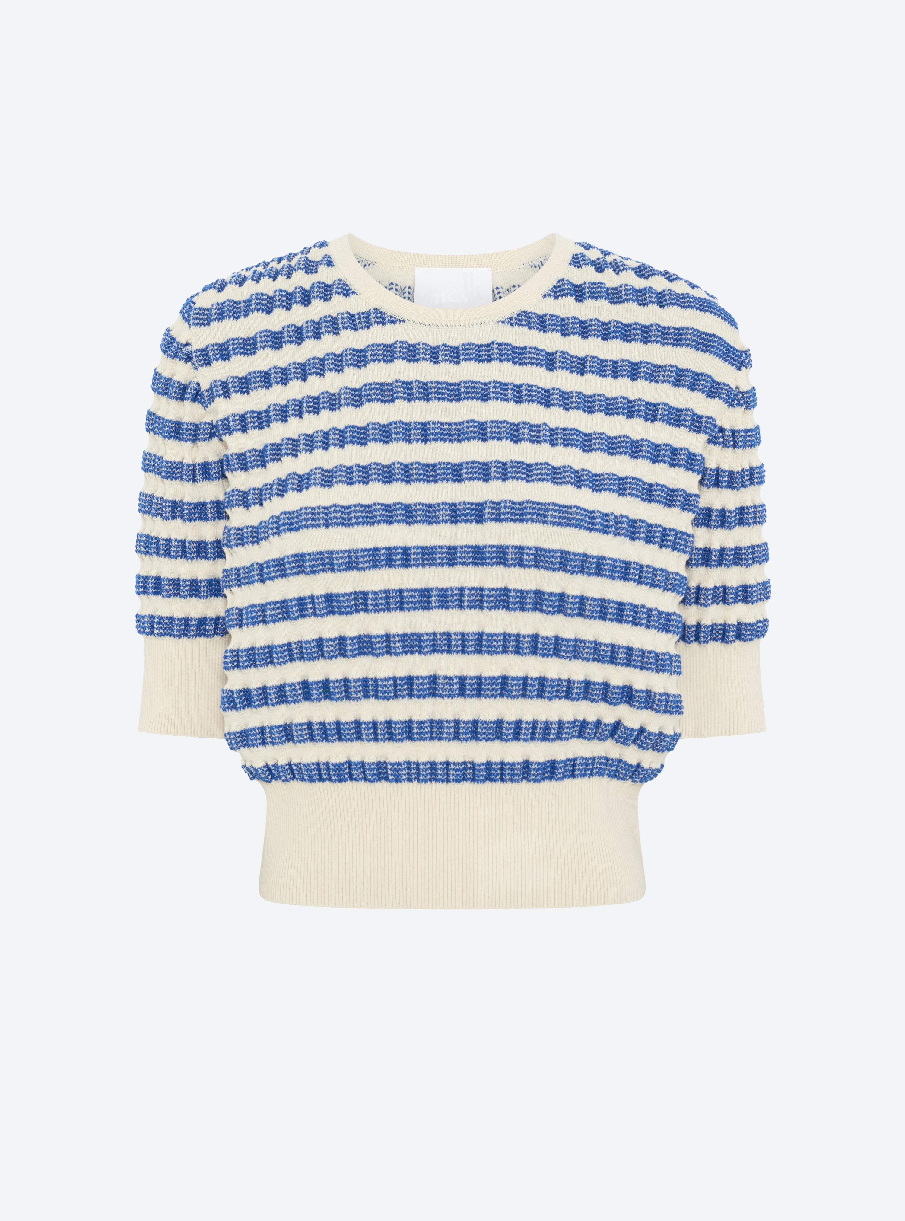 marinière maille gaufrée naturel-denim - Molli