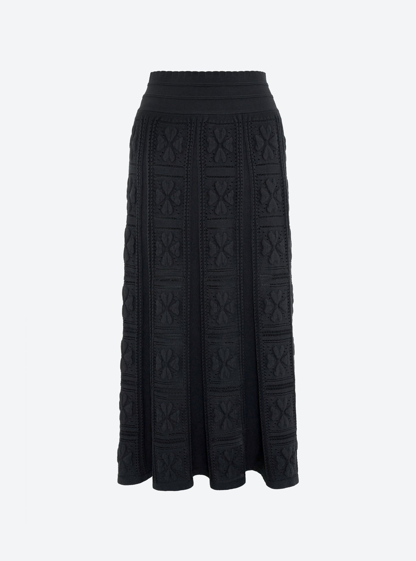 Jupe en maille de luxe Molli - Jupe longue maille trèfle noir profond