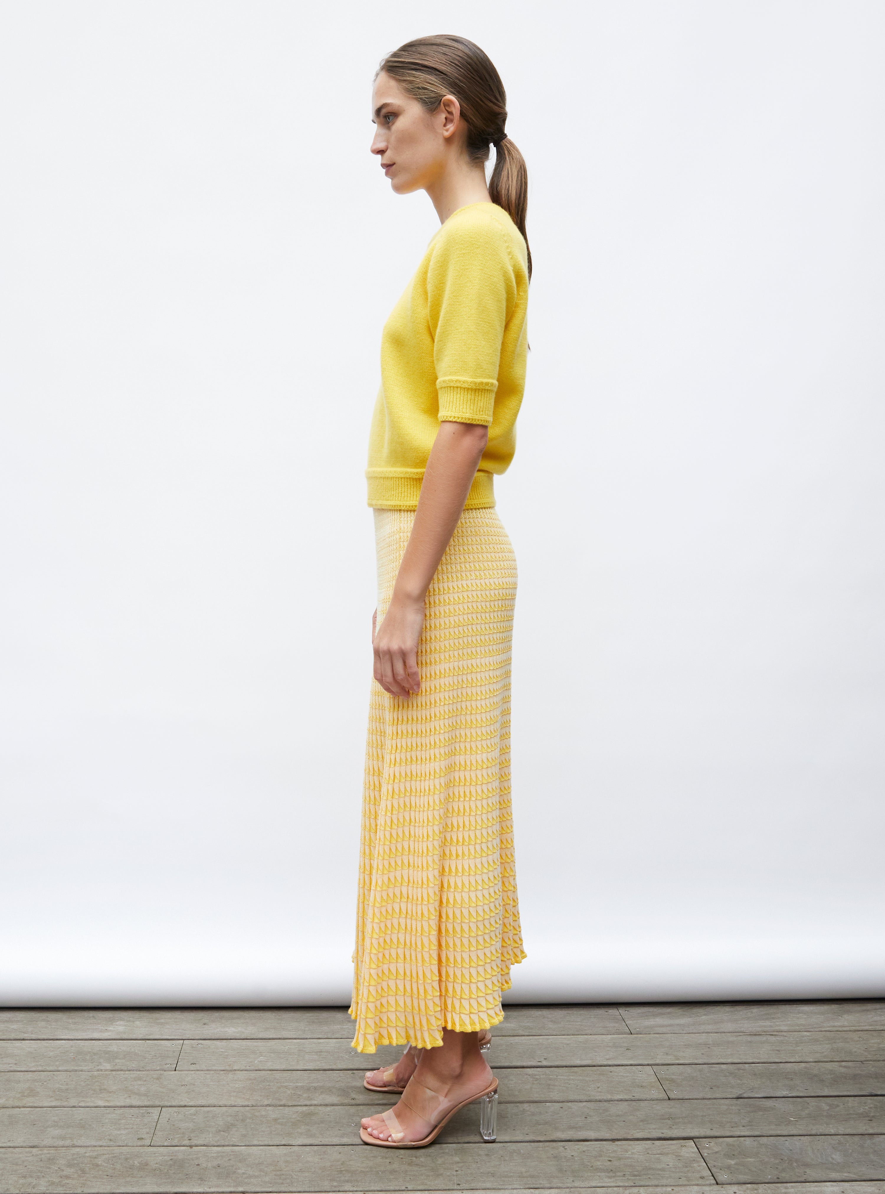 Top maille manches coudes soleil - Top de luxe