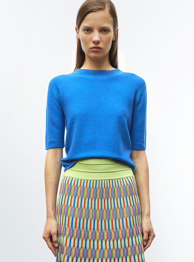 top fin maille manches coudes - Image principale