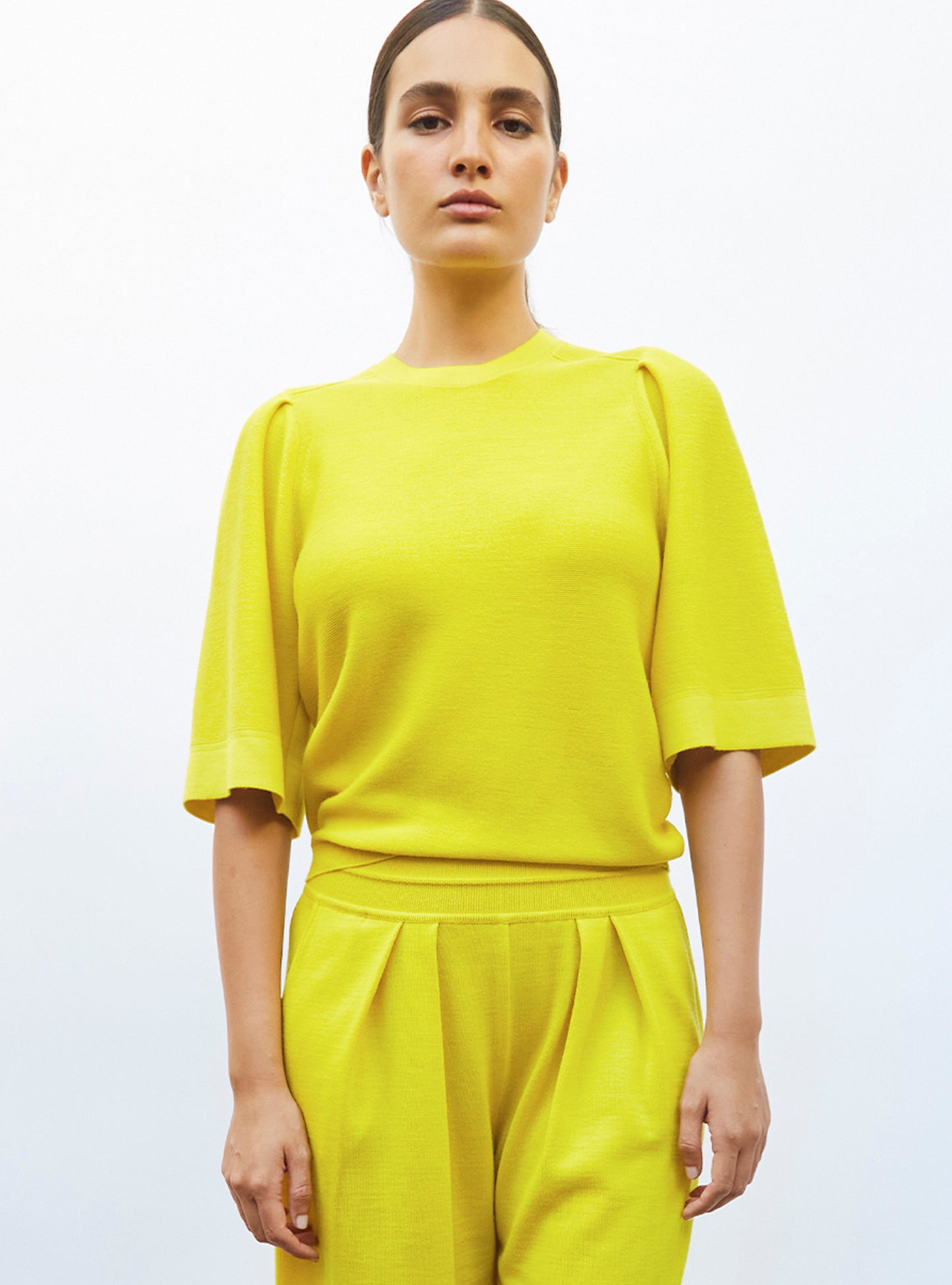 Top en maille manches froncées - Vêtement de luxe femme