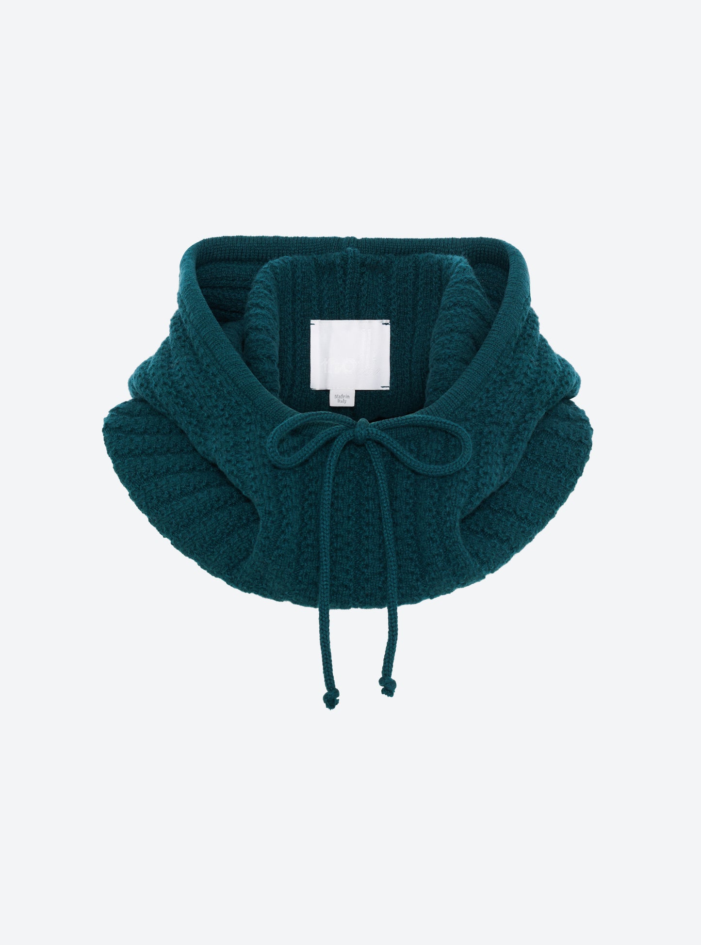 Accessoire de luxe femme - Cagoule en maille torsadée vert anglais