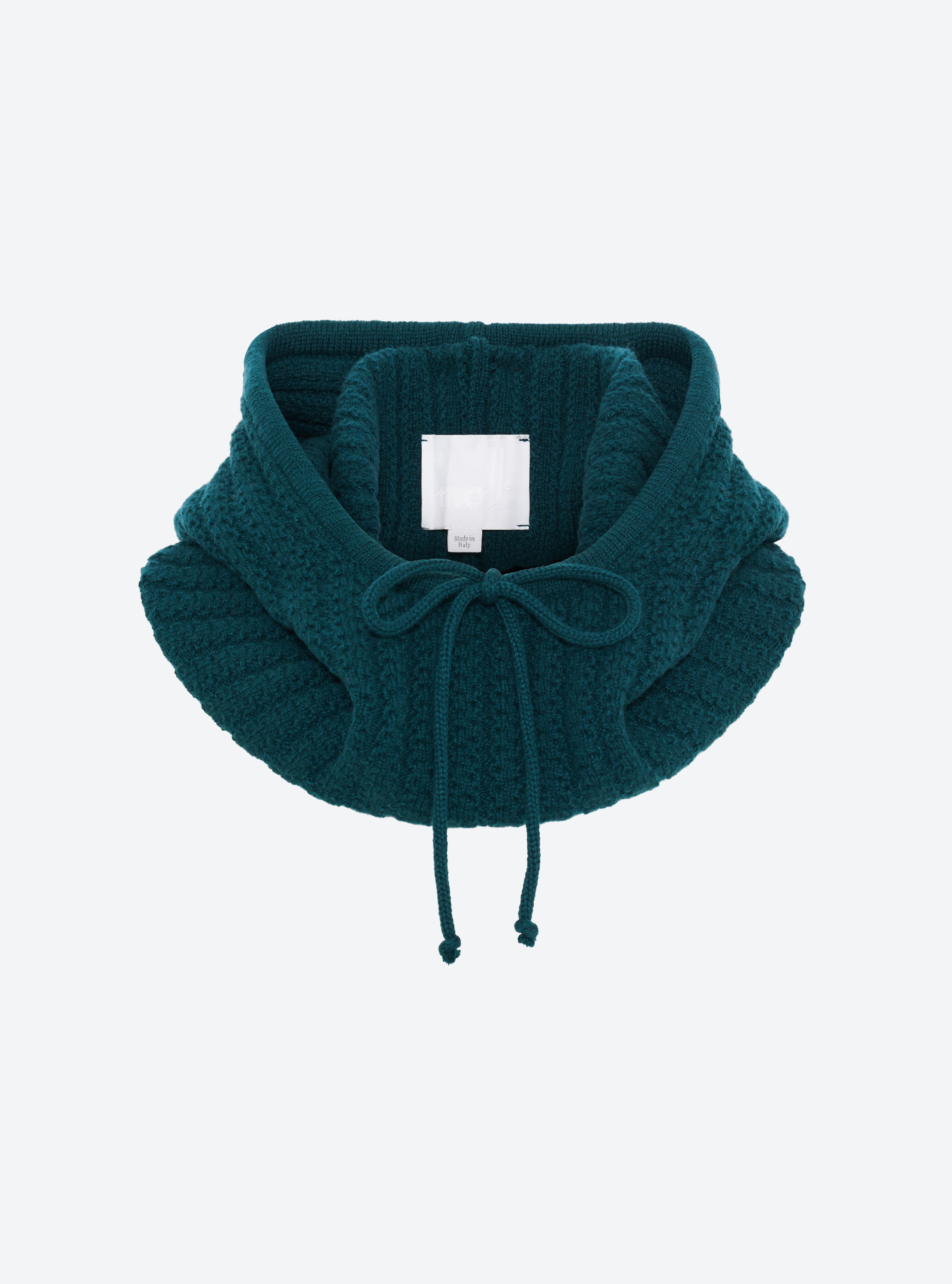 Accessoire de luxe femme - Cagoule en maille torsadée vert anglais