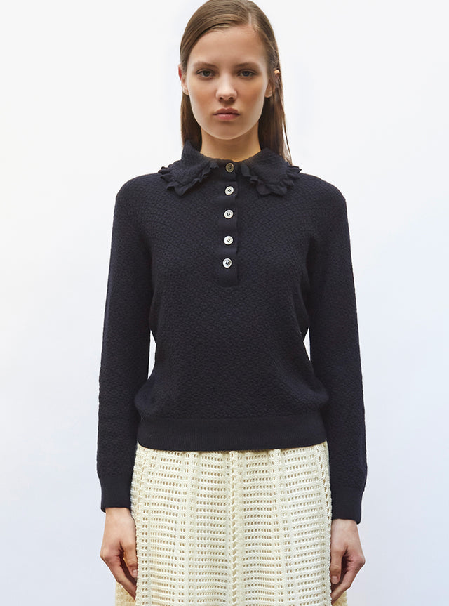 checkered knit couture polo shirt - Image principale
