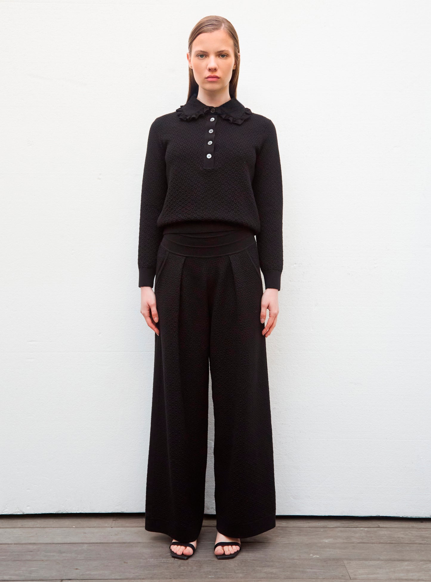 Tops de luxe femme - Polo couture en maille damier