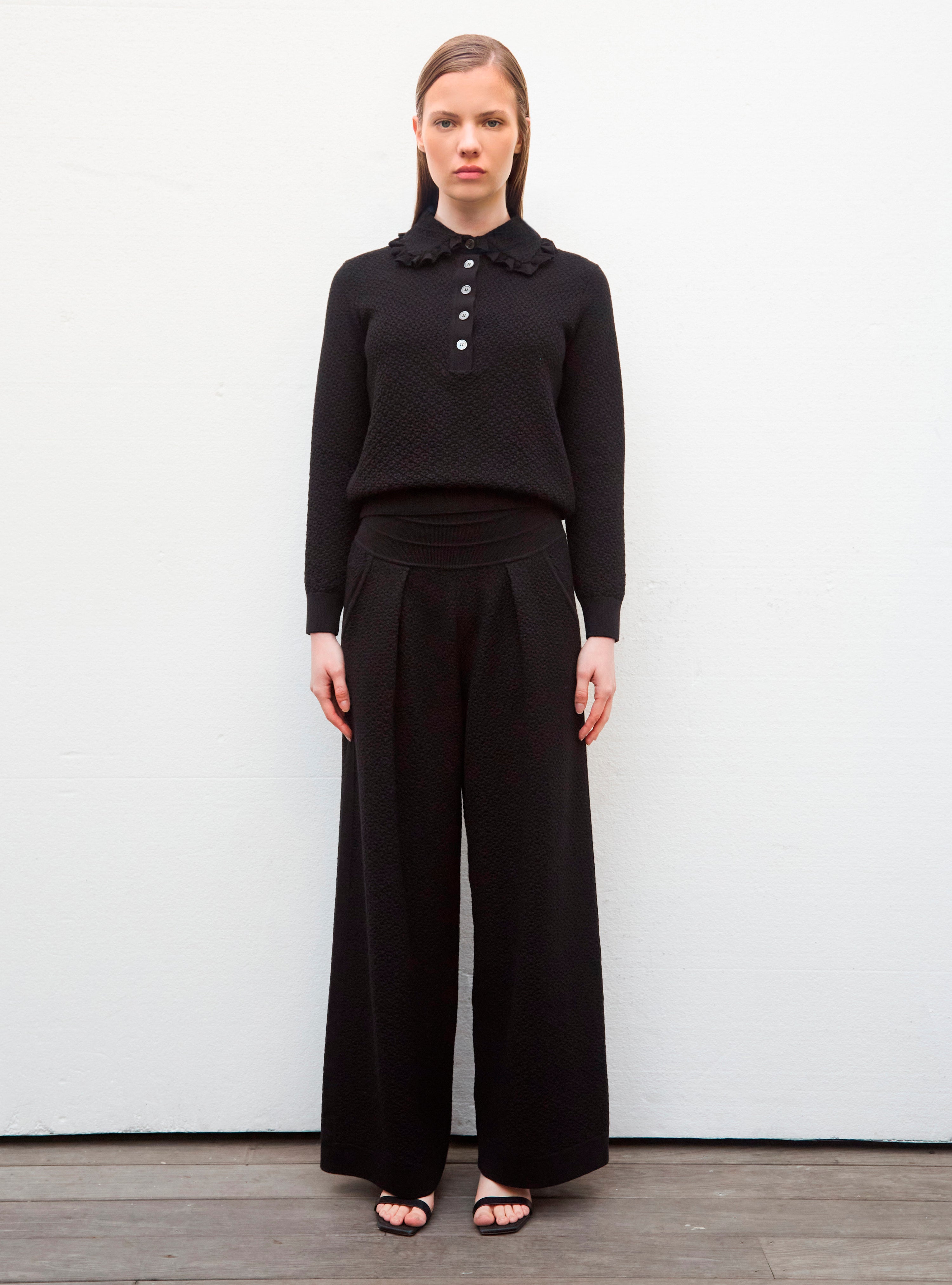 Tops de luxe femme - Polo couture en maille damier