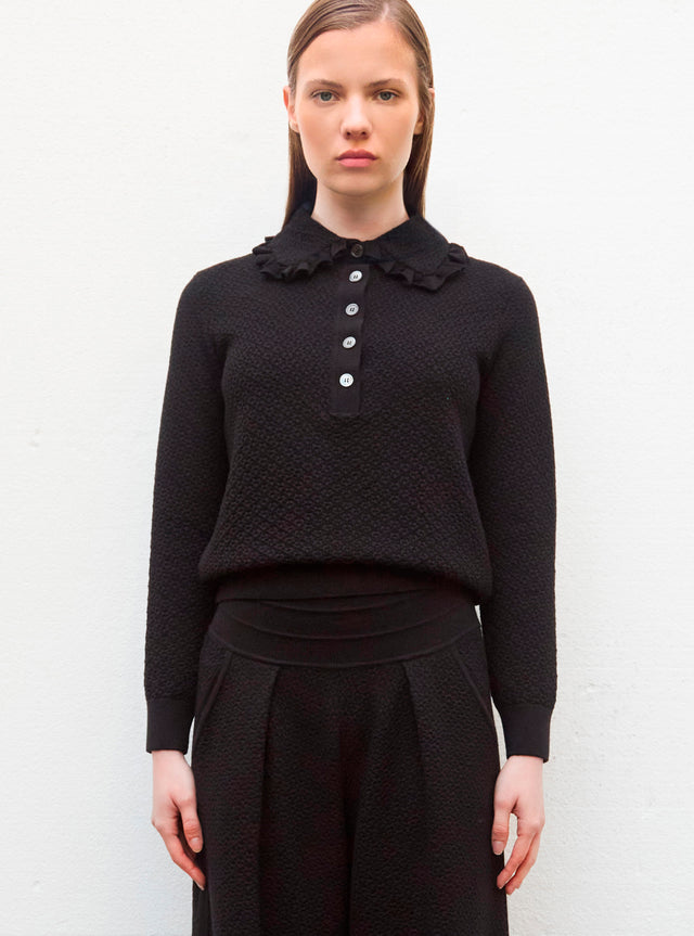 checkered knit couture polo shirt - Image principale