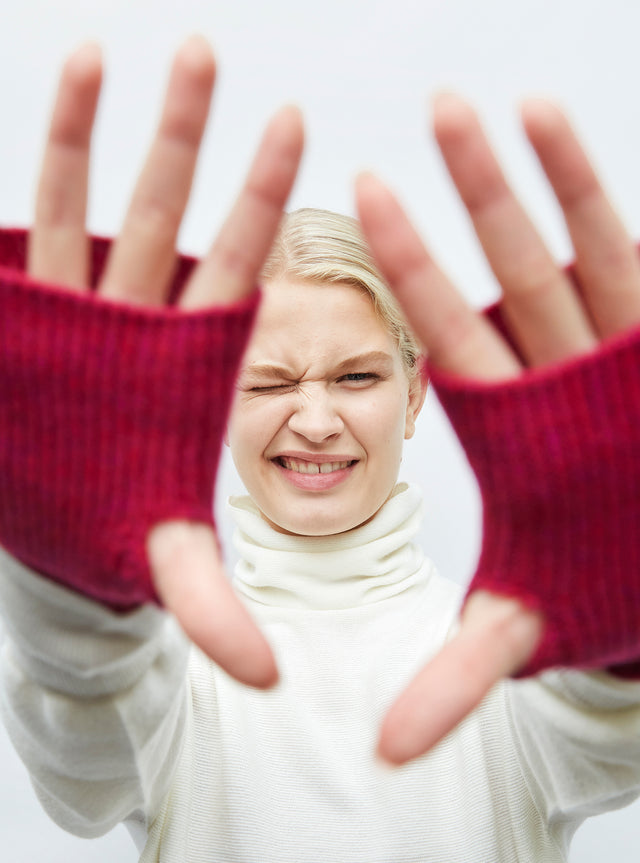knit fingerless gloves - Image principale