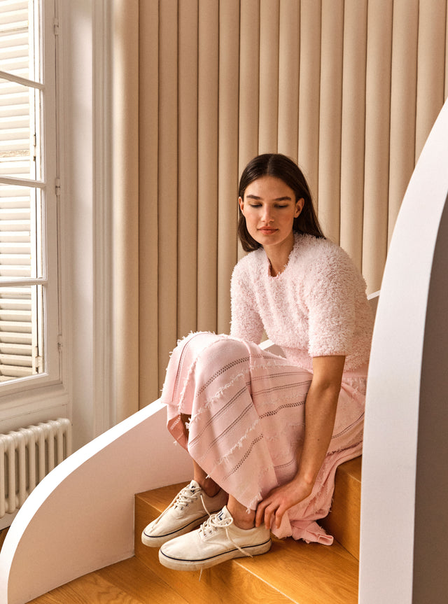 top plumetis manches coudes - Image principale