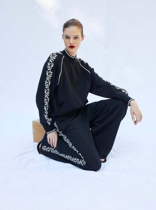 jacket with floral knit trim - Image principale