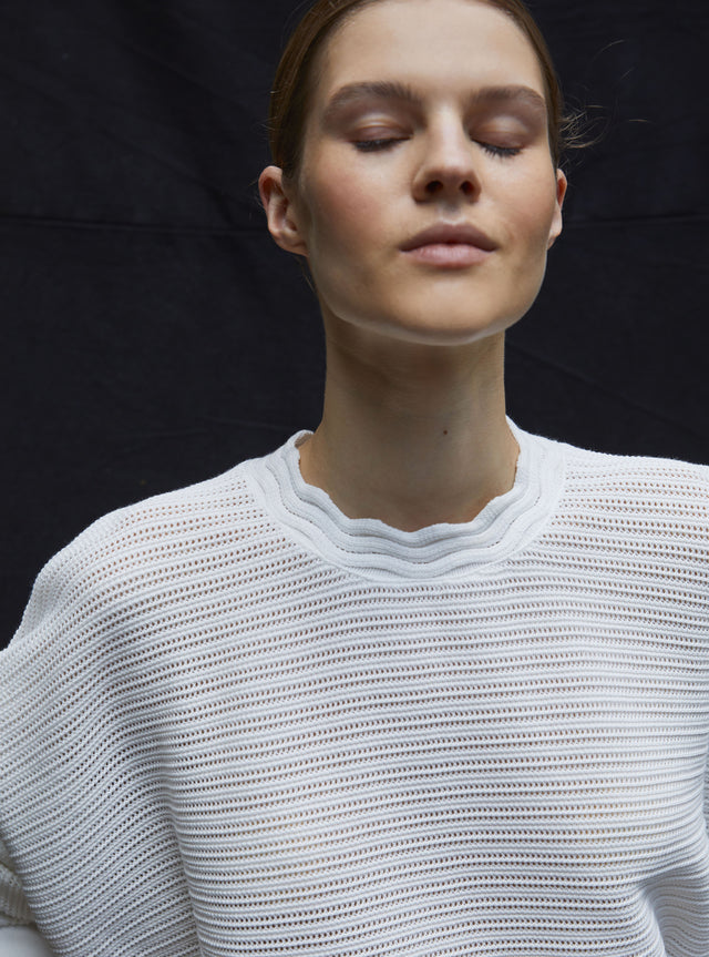 wide top in pointelle knit - Image principale