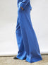 Pantalon fluide maille fine jersey royal blue denim - Vêtement en maille de luxe Molli