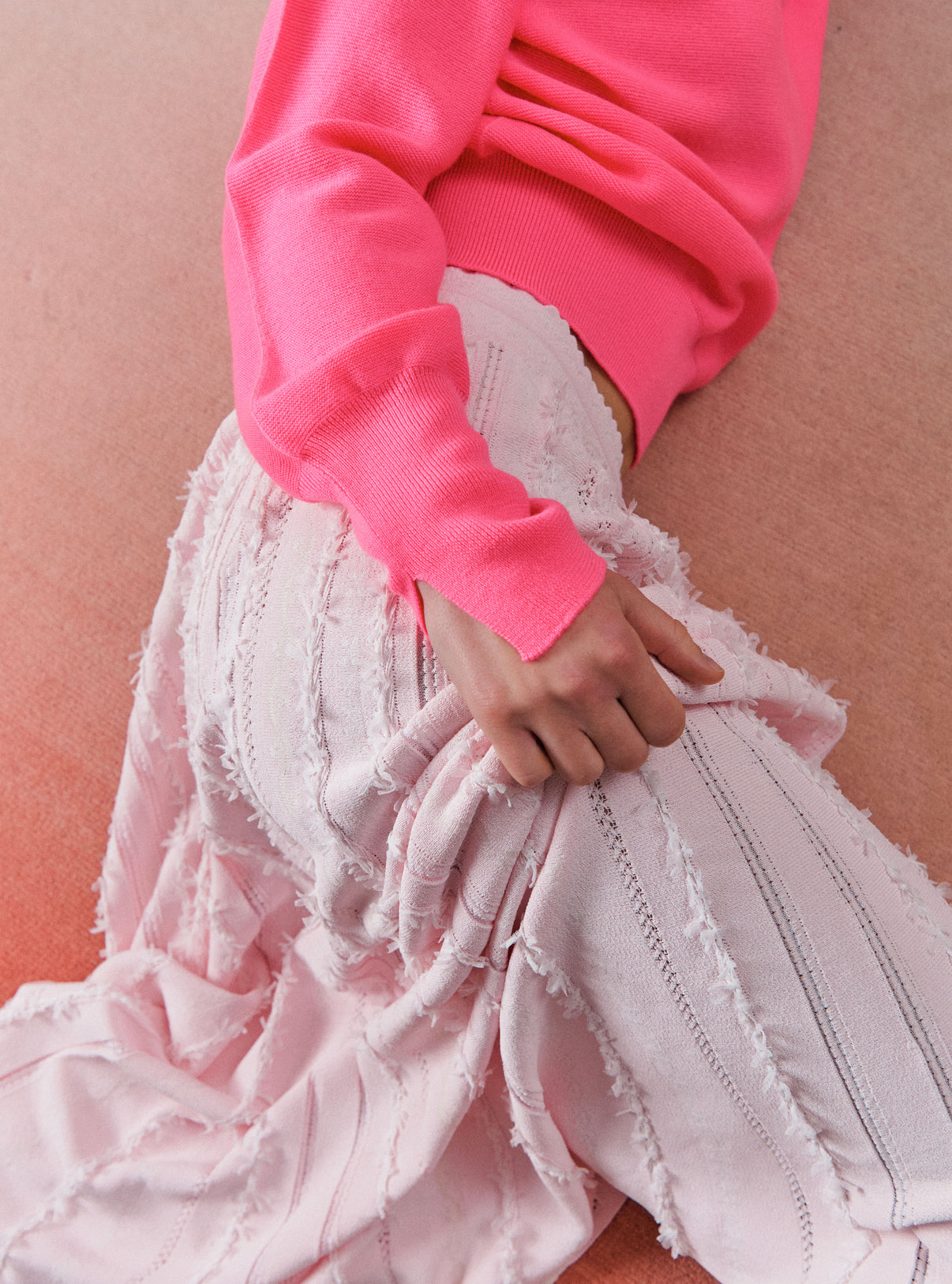 Jupe de luxe femme - Jupe longue maille plumetis Pétale