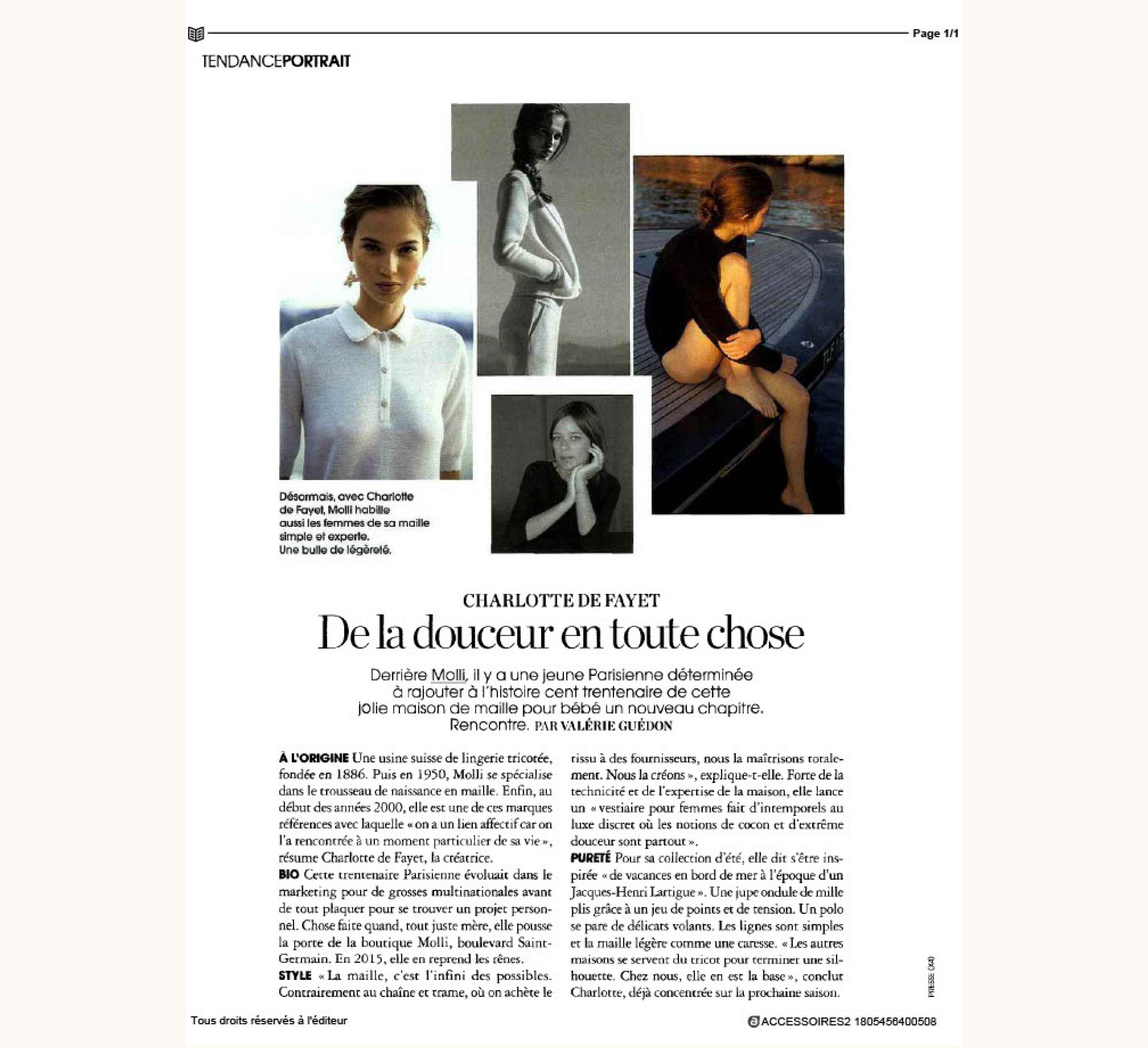 parution presse de molli dans marie claire