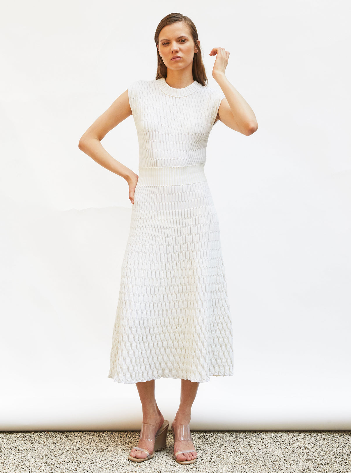 Robe longue en maille zellige - Robes de luxe