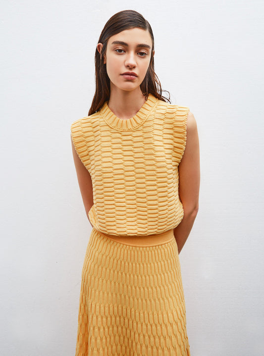 Top en maille zellige uni - Vêtement en maille de luxe Molli