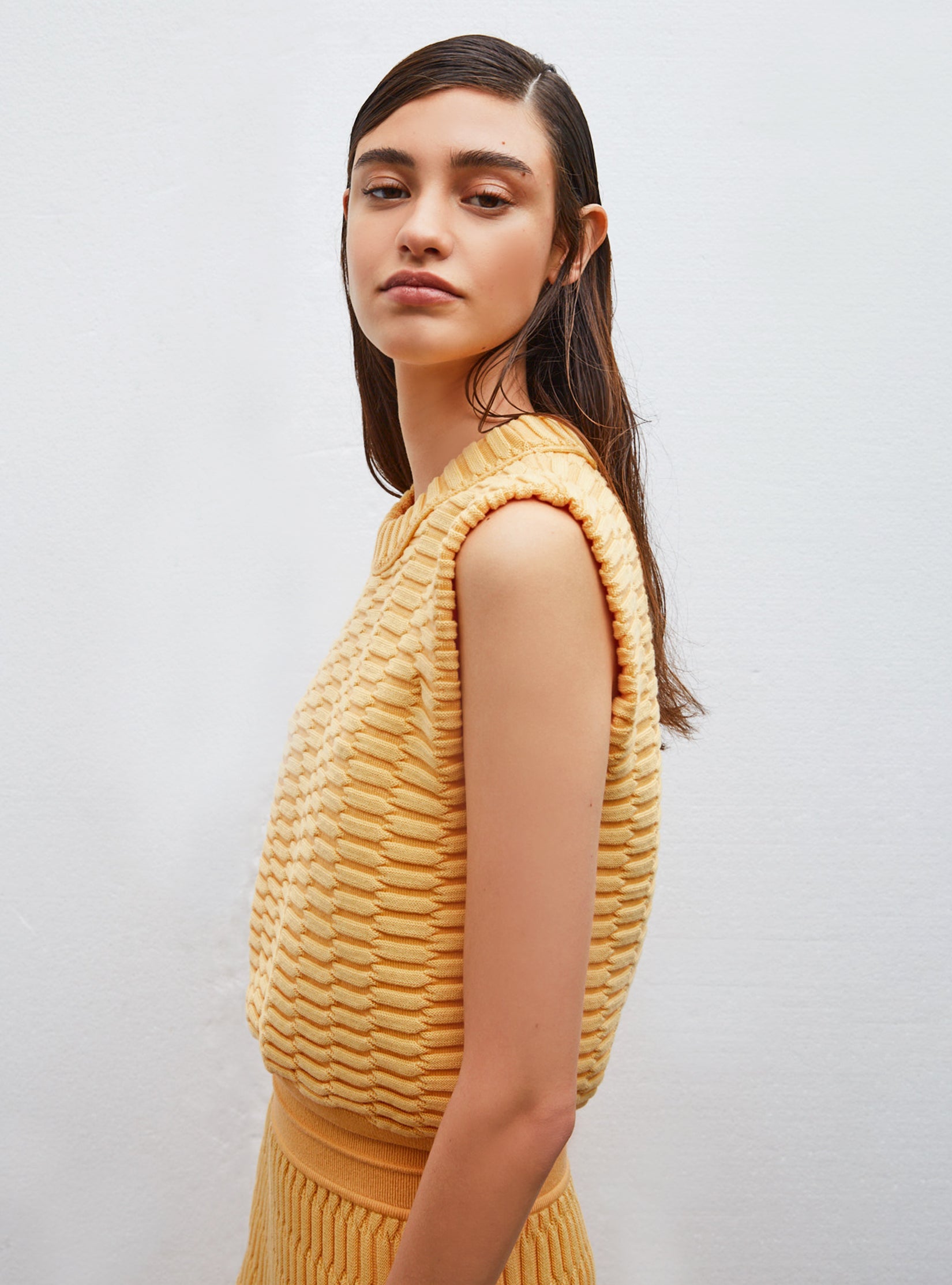 Top en maille zellige uni - Tops, blouses de luxe