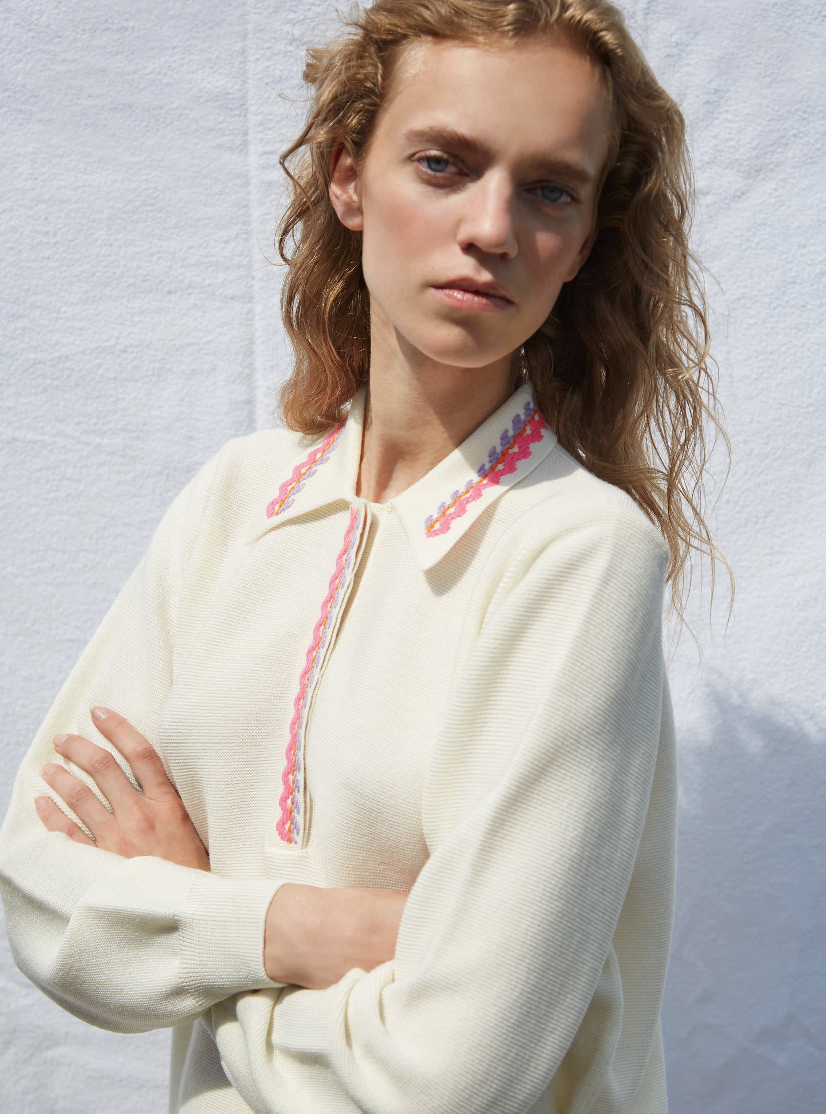 Chemisier col brodé - Vêtement de luxe femme