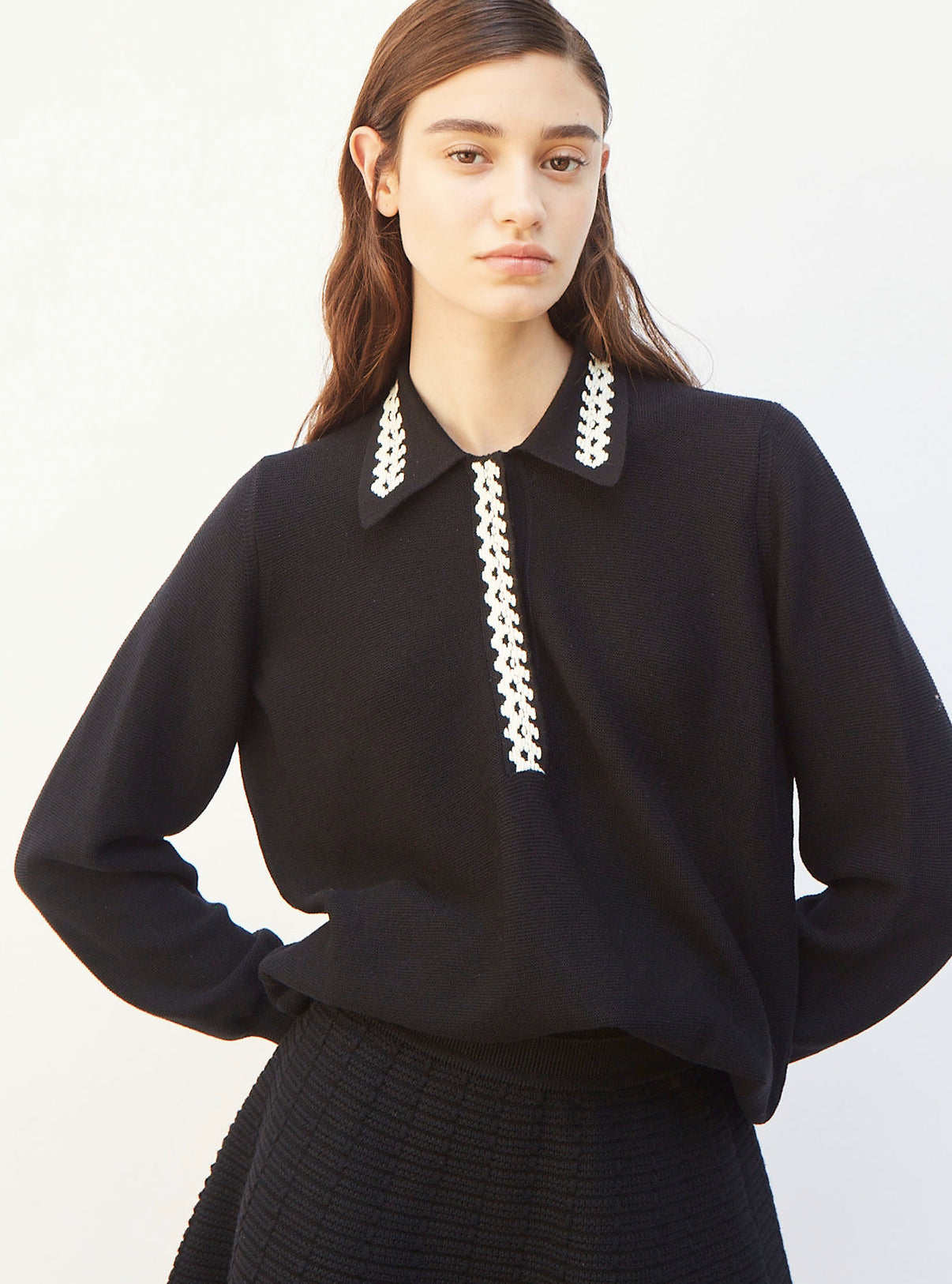 Chemisier col brodé - Vêtement en maille de luxe Molli