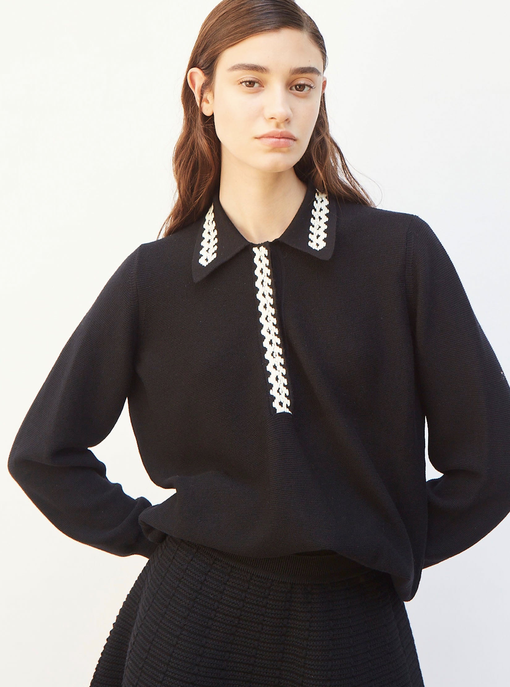 Chemisier col brodé - Vêtement en maille de luxe Molli