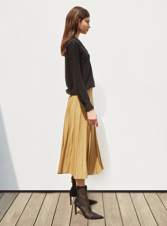 molli pleated knit skirt with openwork stitch