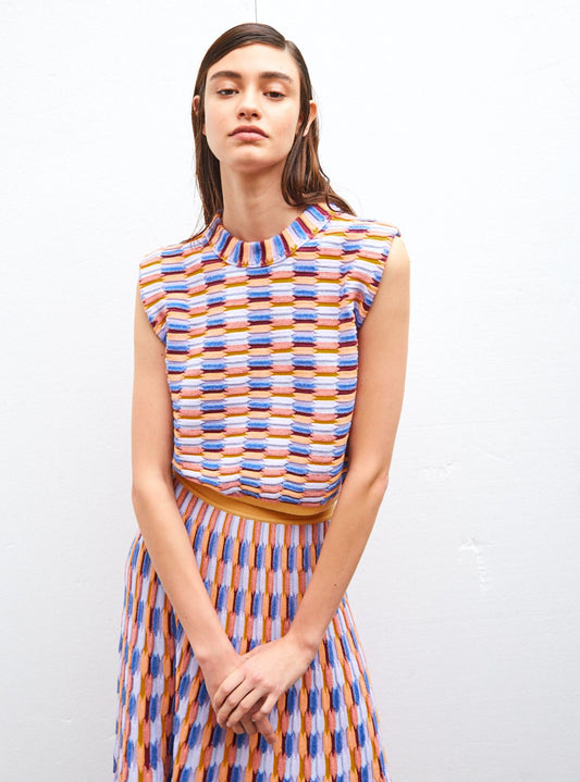 Top en maille zellige multicolore - Vêtement en maille de luxe Molli