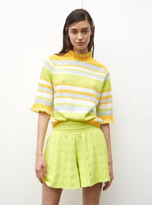 top en maille à mini chevrons