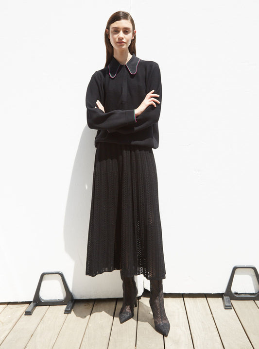 Molli picot collar knit blouse