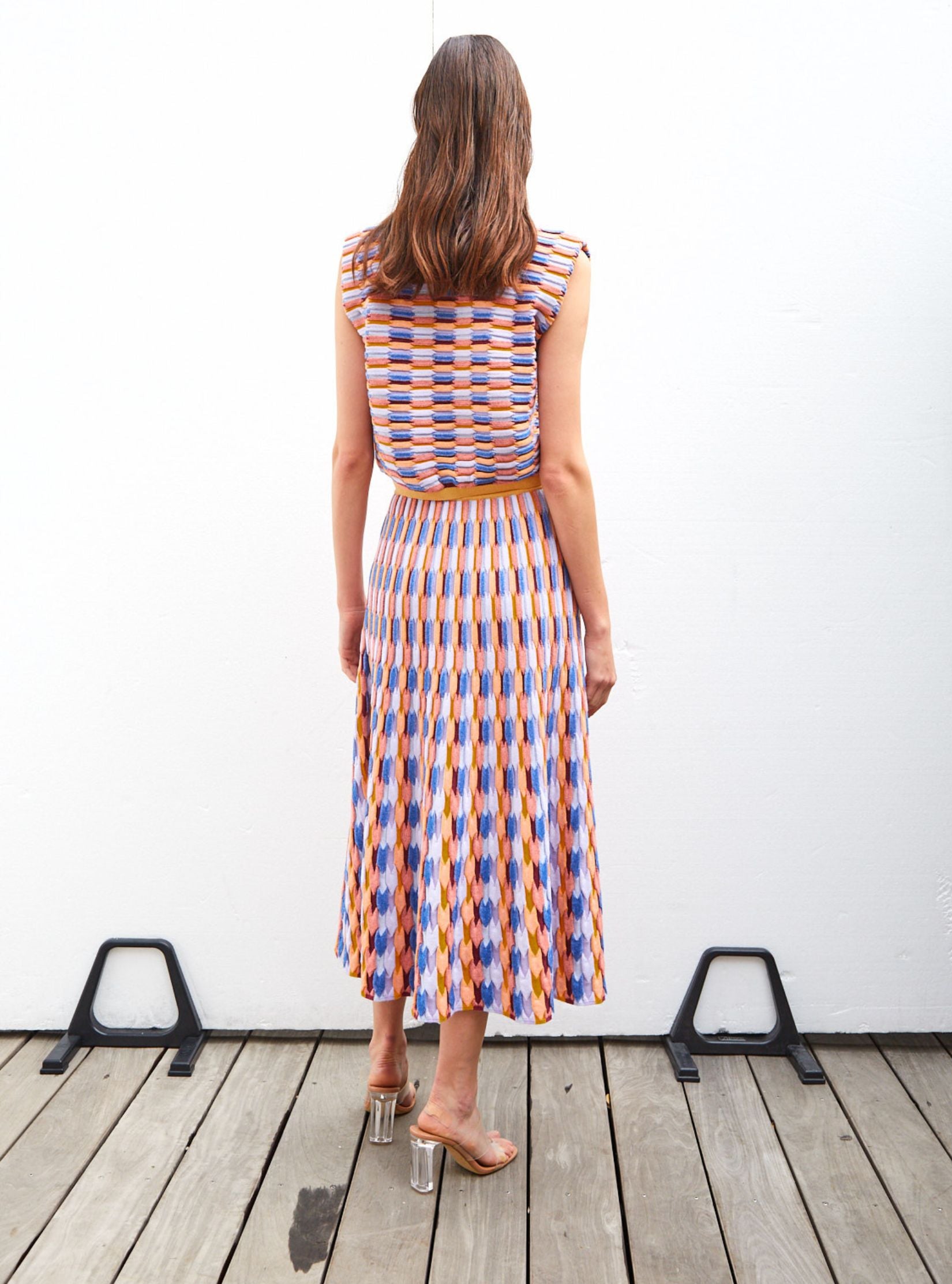 Top en maille zellige multicolore - Vêtement de luxe femme