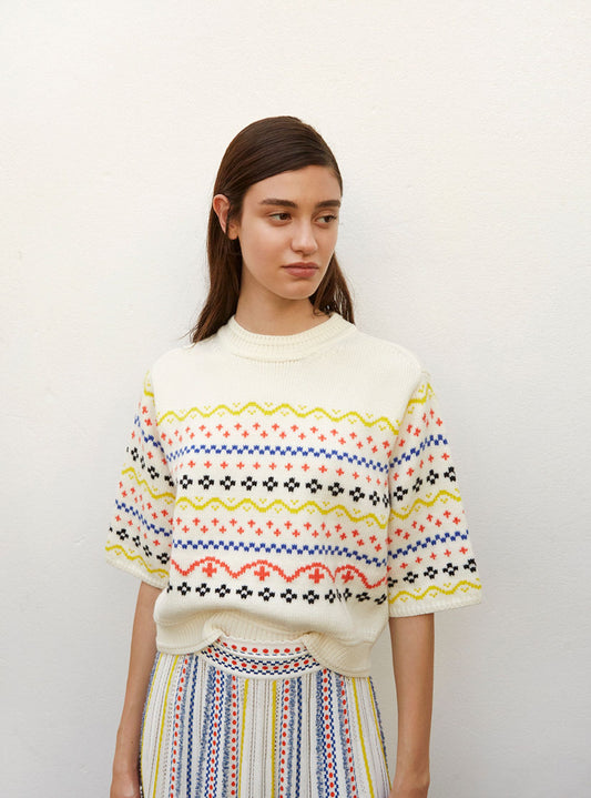 Molli confetti jacquard knit top