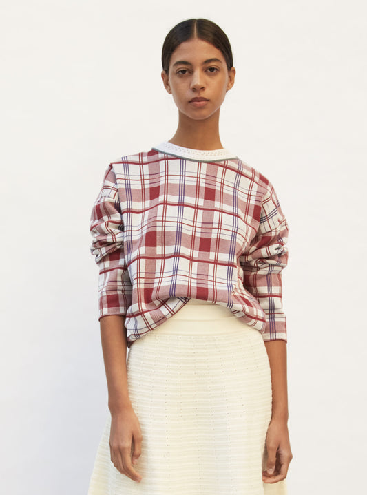 Molli tartan jacquard knit top