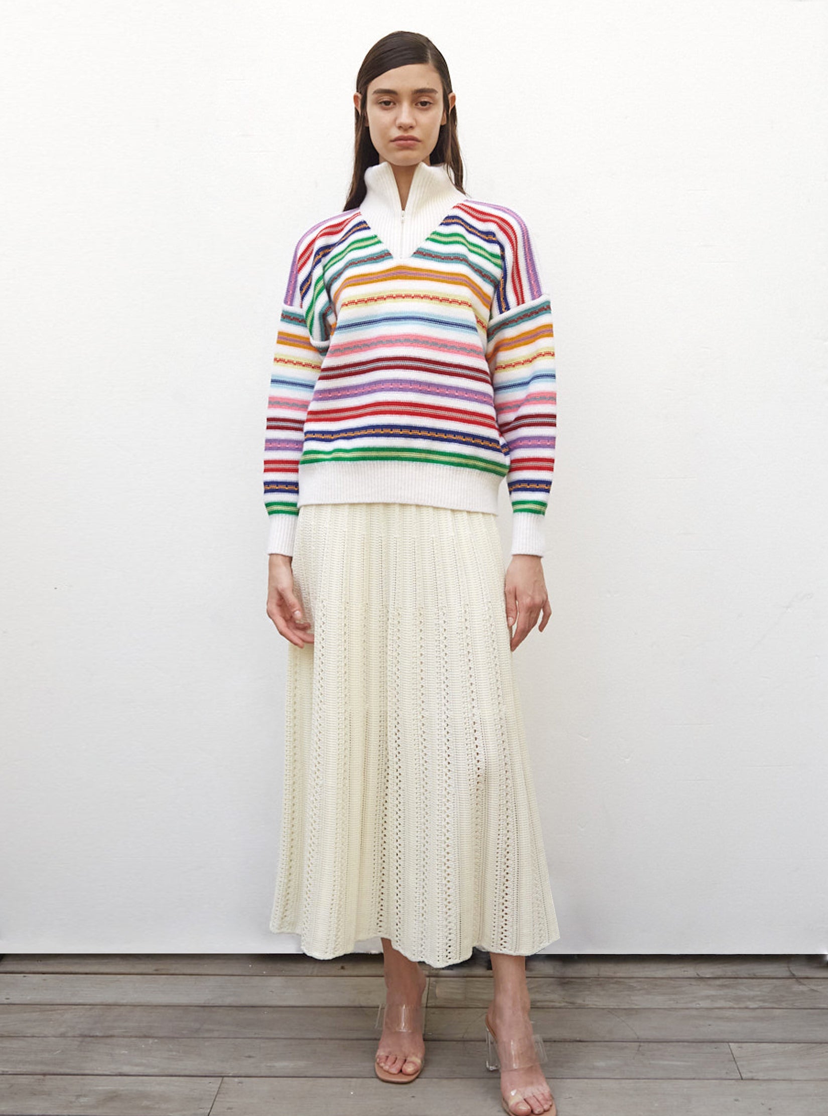 Tops, blouses de luxe femme - Camionneur en maille multicolore
