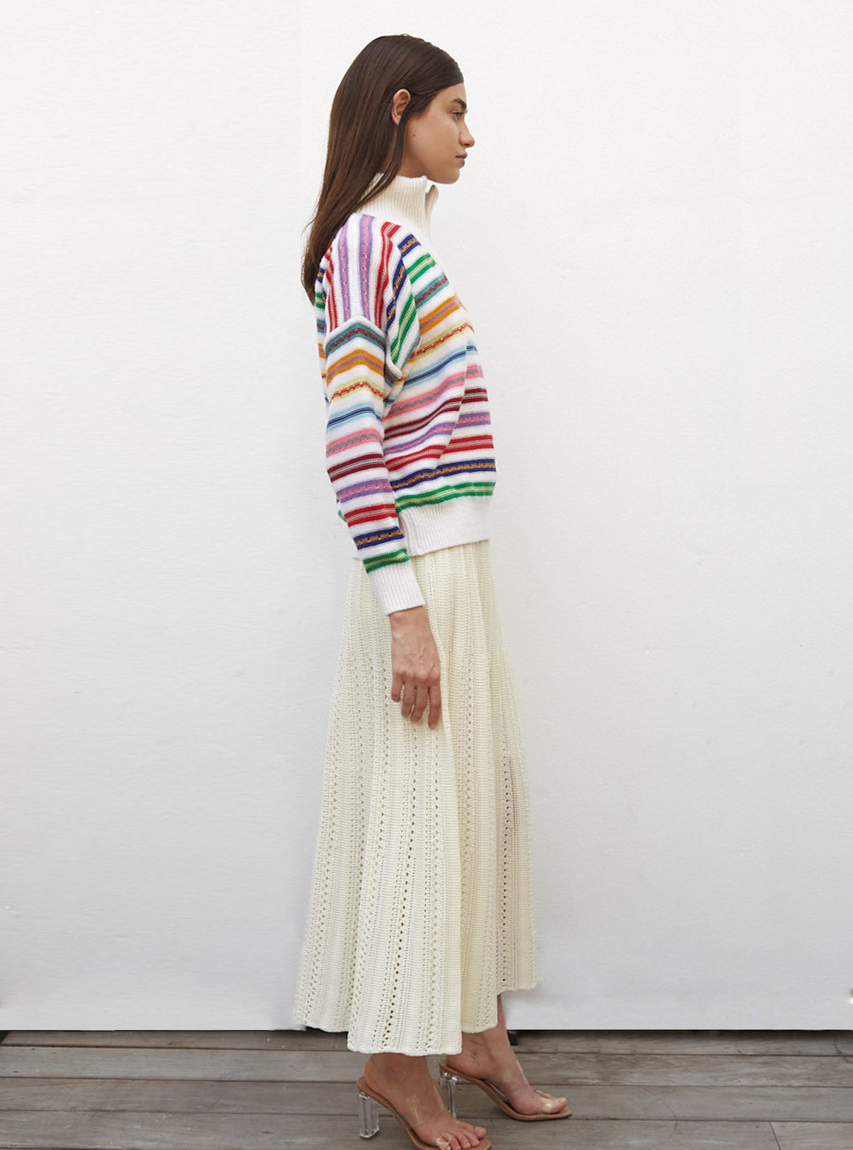 Jupe longue en maille guipure - Vêtement de luxe femme
