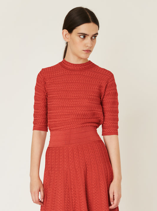 molli straight top in cannage knit