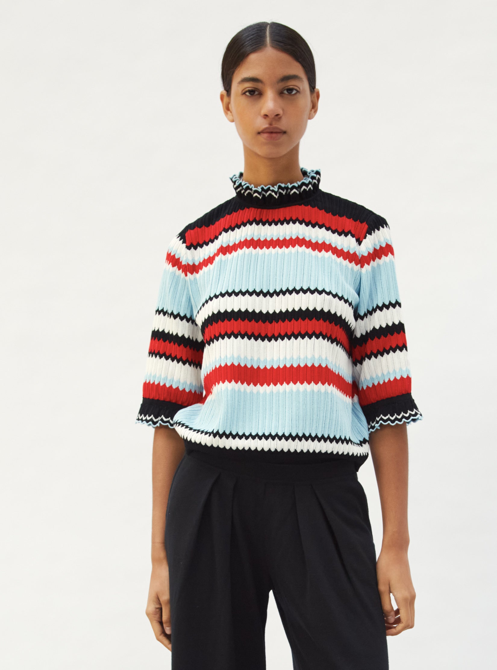 Top en maille à mini chevrons - Vêtement en maille de luxe Molli