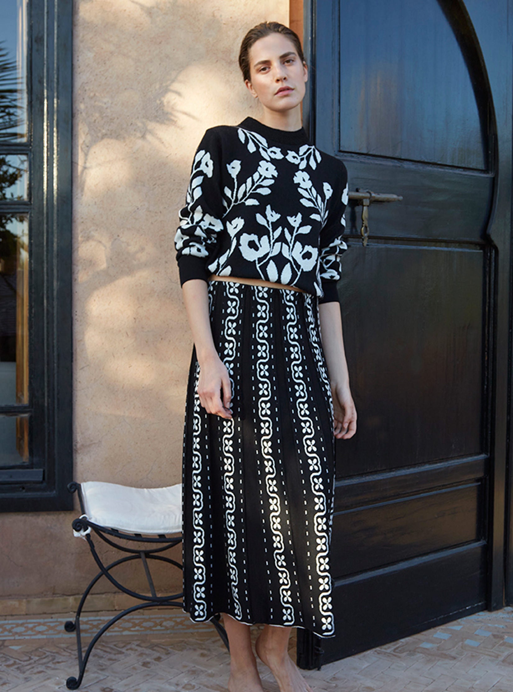  Jupe plissée à guirlande florale - Vêtement en maille de luxe Molli
