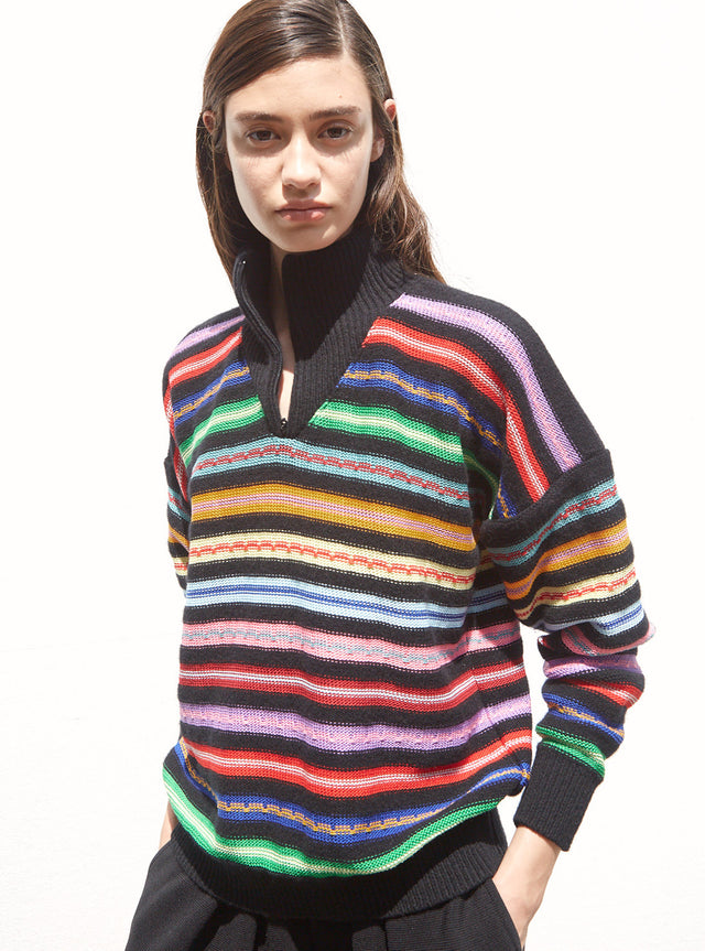 multicolor knit trucker - Image principale