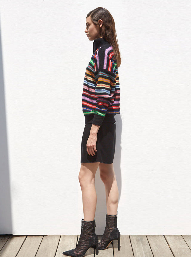 multicolor knit trucker - Image principale